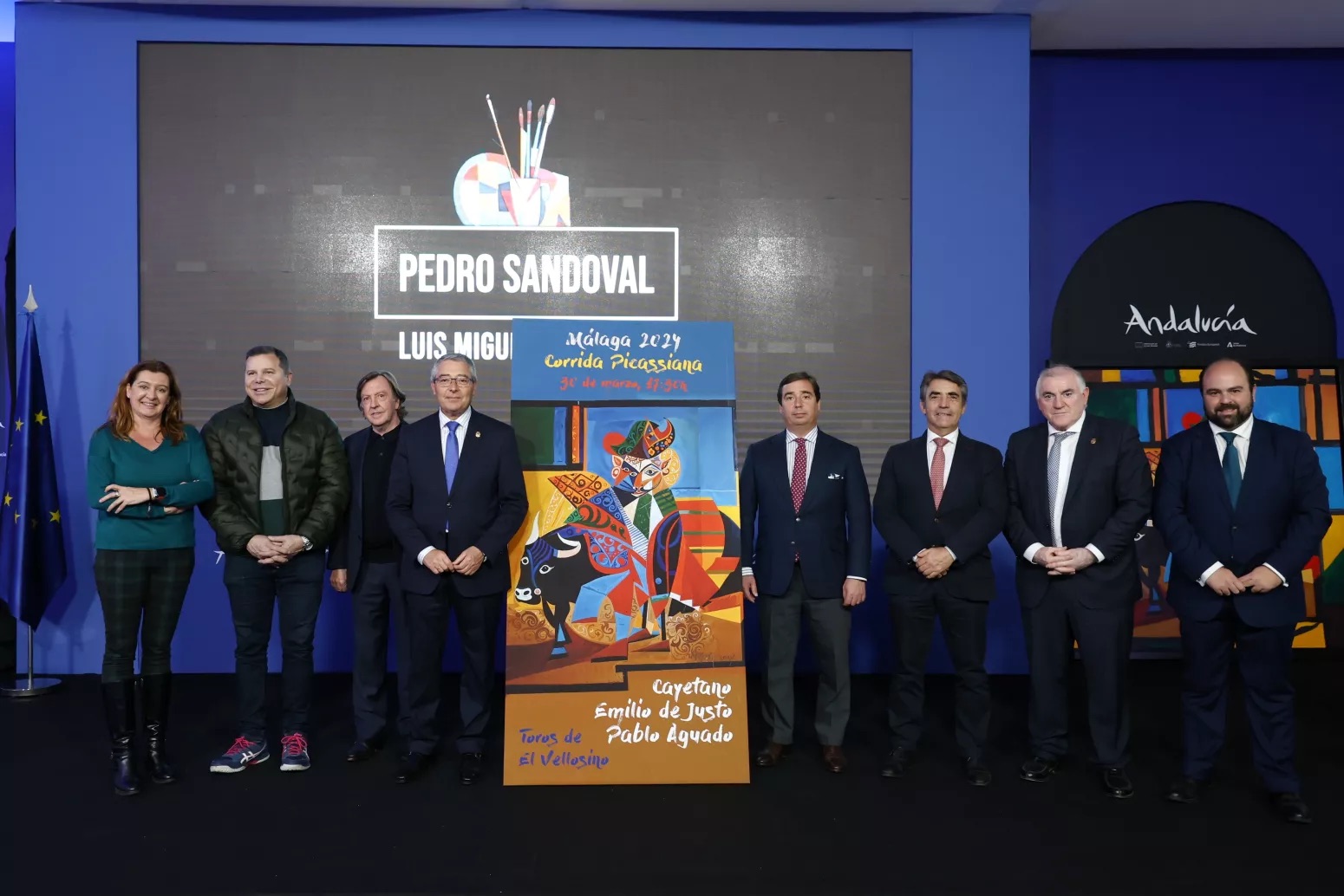 El artista Pedro Sandoval firma un cartel de lujo de la Corrida Picassiana, que reunirá a Cayetano, Emilio de Justo y Pablo Aguado.