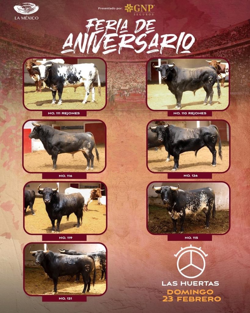 Toros de la Ganadería “Las Huertas” para la Plaza México.