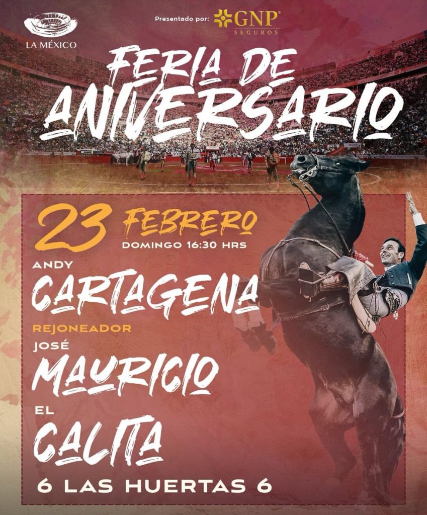 El español Andy Cartagena y los mexicanos José Mauricio y ‘El Calita’ torearán en la plaza México.