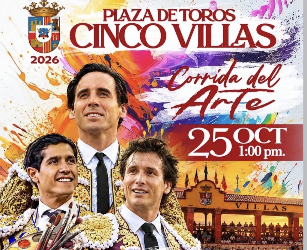 Cinco Villas anuncia su “Corrida del Arte” con Juan Ortega, Luis David y Arturo Gilio.